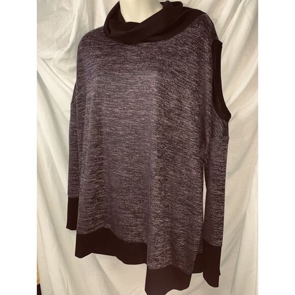 2X Reebok RBX Sweater Womens Purple Black Cowl Neck L/S Cold Shoulder NWT - Picture 10 of 14